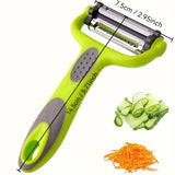 Multi-Functional 3-in-1 ABS Rotary Peeler - Serrated Blade Vegetable & Fruit Peeler with Julienne Slicer & Grater - Kitchen Prep Tool for Veggie Salad, Zucchini Noodles - Durable Stainless Steel - 1pc