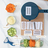 7 Replaceable Blades Multifunctional Manual Vegetable Cutter and Slicer Set with Plastic and Acrylic Grater, Shredder, and Slicing Tool, Hand Protector and Scraper for Kitchen Prep