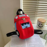 Cute Toddler Boys' Backpack With Anti-Lost Strap, Car Cartoon Design Outdoor Travel Bag