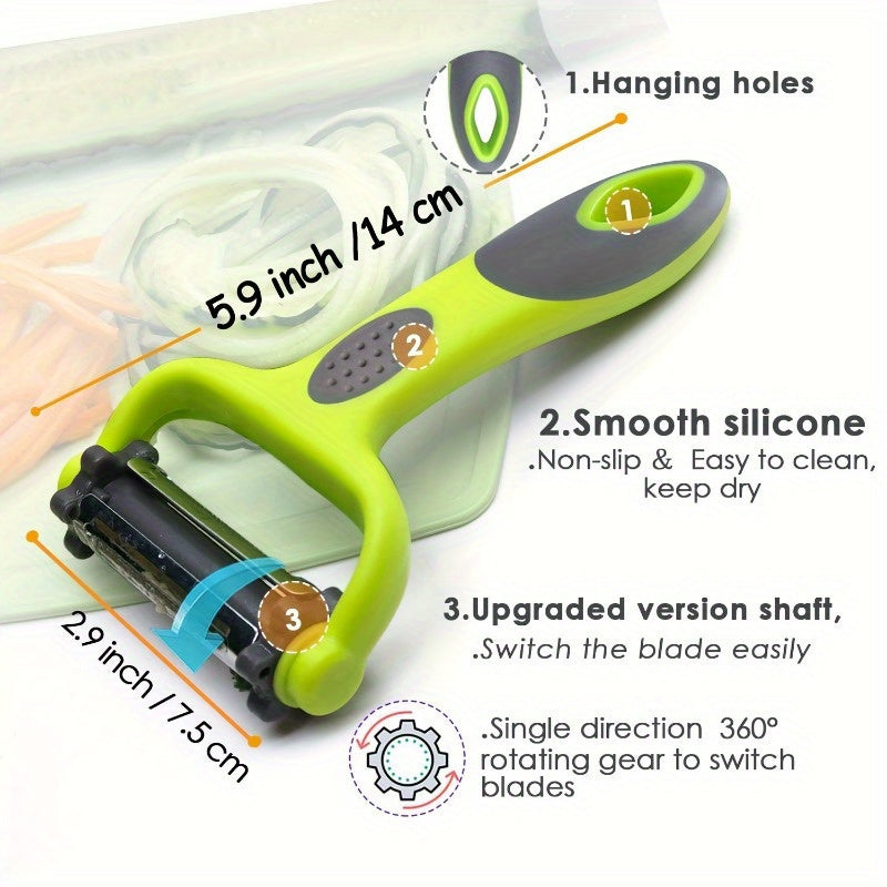 1pc Multifunctional Vegetable & Fruit Peeler with Julienne Grater & Shredder - Plastic Kitchen Gadget for Efficient Peeling, Grating, and Shredding, Ideal for Potatoes, Carrots, Cucumbers and More