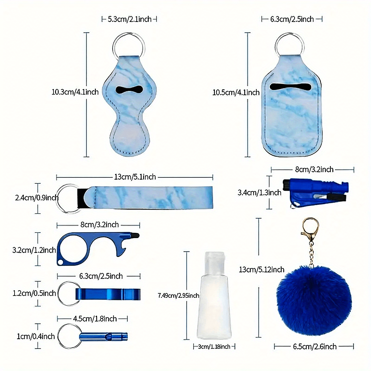 12 Pcs Safety Keychain Set for Women, Self-Defense, Multi-Functional