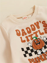Toddler Boys Halloween Outfits Pumpkin Letter Print Long Sleeve Sweatshirts Checkerboard Long Pants 2Pcs Fall Clothes Set