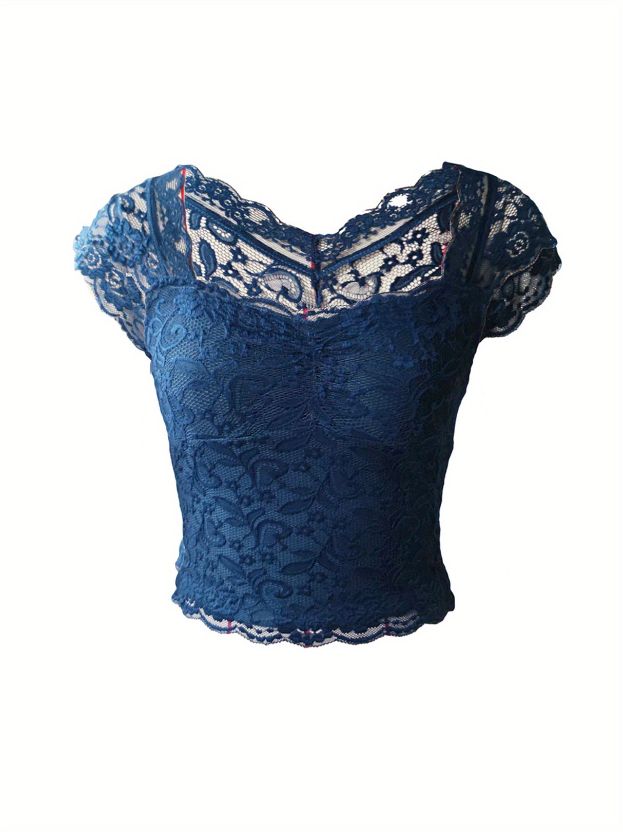 Fairycore Lace Floral Crop Tops Y2k Slim Fit Fly Sleeve T Shirts Summer Cute Shirts Streetwear