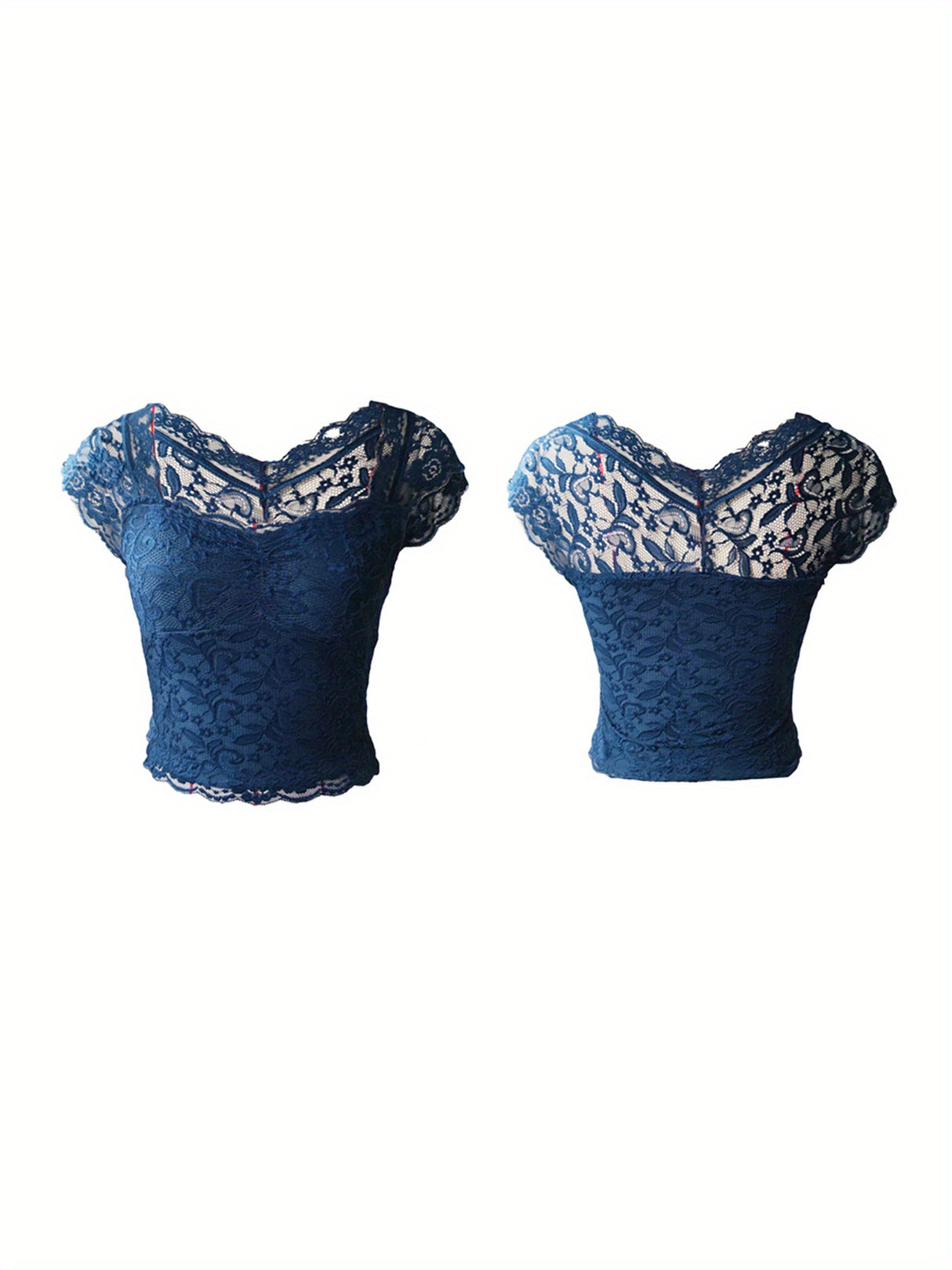 Fairycore Lace Floral Crop Tops Y2k Slim Fit Fly Sleeve T Shirts Summer Cute Shirts Streetwear