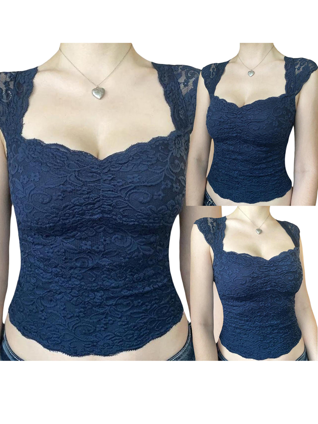 Fairycore Lace Floral Crop Tops Y2k Slim Fit Fly Sleeve T Shirts Summer Cute Shirts Streetwear