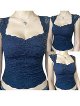 Fairycore Lace Floral Crop Tops Y2k Slim Fit Fly Sleeve T Shirts Summer Cute Shirts Streetwear