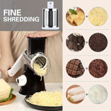 3 Replaceable Drum Blades Rotary Cheese Grater Cheese Shredder - Kitchen Manual with Handle Vegetable Slicer Nuts Grinder and Strong Suction Base Free Cleaning Brush