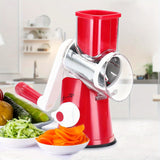 3 Replaceable Drum Blades Rotary Cheese Grater Cheese Shredder - Kitchen Manual with Handle Vegetable Slicer Nuts Grinder and Strong Suction Base Free Cleaning Brush