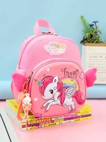 1pc Kindergarten Girl Backpack, Cute Cartoon Pony Pattern, Lightweight Durable Schoolbag For Preschool, Small-Medium-Large Size