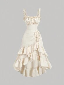 MOD Women's Romantic Vintage Lace Dress With Ruffle Hemline, Bodycon Dress,Dress Party, Floral Dress,Summer Dress