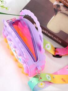 Heart-Shaped Handbag, Silicone Crossbody Bag, Unicorn Wallet - Stress Relief, Waterproof, Durable Storage Pouch - Glossy Chain Link, Stylish, Eye-Catching Crossbody Bag - Suitable For All Daily Use