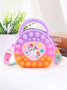 Heart-Shaped Handbag, Silicone Crossbody Bag, Unicorn Wallet - Stress Relief, Waterproof, Durable Storage Pouch - Glossy Chain Link, Stylish, Eye-Catching Crossbody Bag - Suitable For All Daily Use