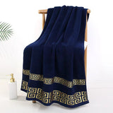 Contemporary Cotton Towel Set with Geometric Design - 1pc Hand Towel, 1pc Bath Towel - 300 GSM Knit Fabric, 100% Cotton, Super Absorbent, Quick-Dry for Bathroom Essentials
