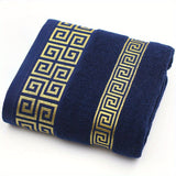 Contemporary Cotton Towel Set with Geometric Design - 1pc Hand Towel, 1pc Bath Towel - 300 GSM Knit Fabric, 100% Cotton, Super Absorbent, Quick-Dry for Bathroom Essentials