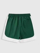 ROMWE MEN Prep Men's Letter Print Drawstring Waist Shorts, Suitable For Summer