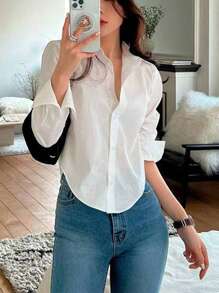 easyown Women's Plain Simple Long Sleeve Blouse Women Shirt,Long Sleeve Tops