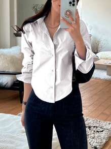 easyown Women's Plain Simple Long Sleeve Blouse Women Shirt,Long Sleeve Tops