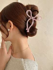 1pc Women's 13cm Gradient Color Transparent Bowknot Large Collar Clip With Hollow Out Design, Elegant And Sweet School Party, Dance, And Daily Outfit Accessory Cute Valentine's Day
