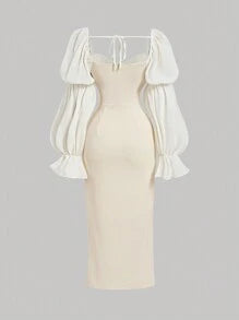Plus Size Beige Vintage Dress