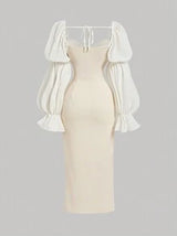 Plus Size Beige Vintage Dress
