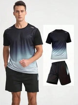 Boyfriend Style Men's Quick-Dry Short Sleeve Ice Silk T-Shirt And Shorts Set For Running, Cycling, Basketball, Fitness Gym Clothes Boyfriend Style Men, Athletic Suit, Tracksuit Boyfriend Style Men Shorts Set Workout Sets Boyfriend Style Men Two Pieces Out