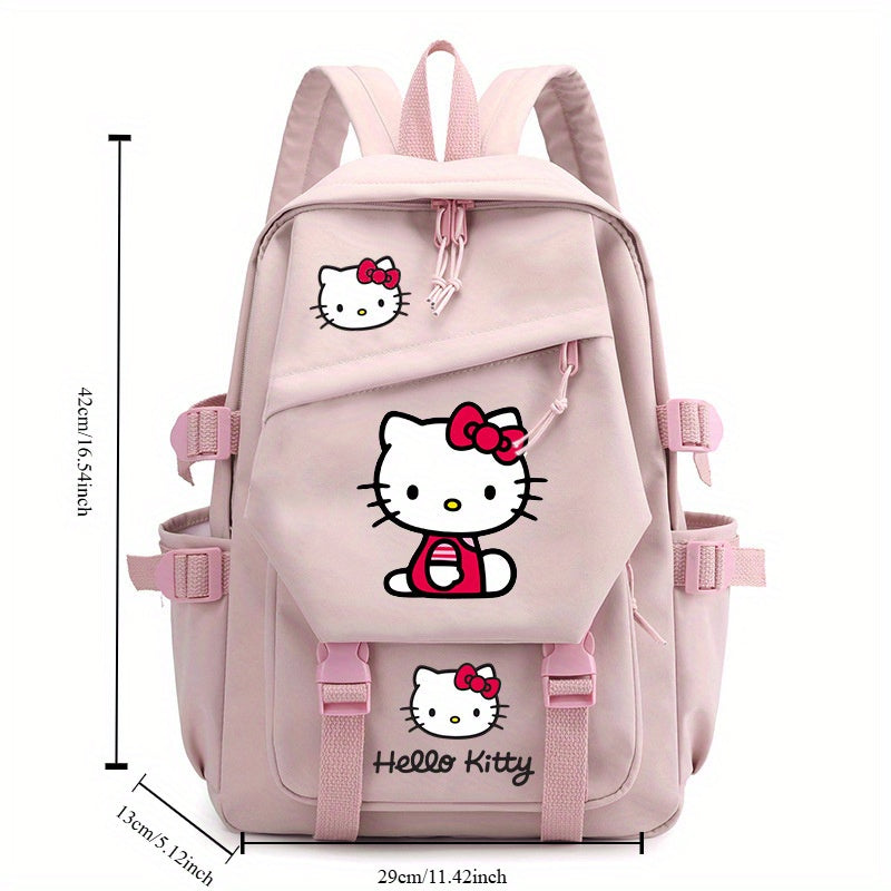 Sanrio Hello Kitty Backpack - Cute Nylon School Bag with Zip Closure, Fashionable Design