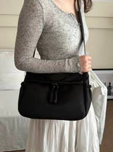 Stylish Solid Color Large Capacity Zipper Bag Crossbody Bag, Casual Portable Sports Shoulder Bag, Commuting Simple Bag For Women