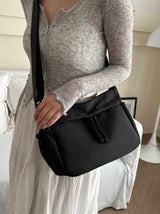 Stylish Solid Color Large Capacity Zipper Bag Crossbody Bag, Casual Portable Sports Shoulder Bag, Commuting Simple Bag For Women
