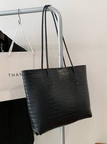 Lightweight,Business Casual Crocodile Embossed Shoulder Tote Bag With Coin Purse For Teen Girls Women College Students,Rookies & White-Collar Workers Perfect For Office,College,Work,Business,Commute,Outdoors, Travel,Outings,Women Bag With Dime Bag,School