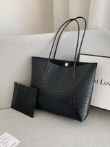 Lightweight,Business Casual Crocodile Embossed Shoulder Tote Bag With Coin Purse For Teen Girls Women College Students,Rookies & White-Collar Workers Perfect For Office,College,Work,Business,Commute,Outdoors, Travel,Outings,Women Bag With Dime Bag,School