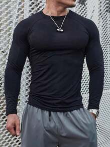 Compression Workout Long Sleeve Shirt Boyfriend Style Men, Muscle Fit Activewear Odor Resistant Rashguard, Sports