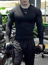 Compression Workout Long Sleeve Shirt Boyfriend Style Men, Muscle Fit Activewear Odor Resistant Rashguard, Sports
