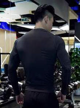 Compression Workout Long Sleeve Shirt Boyfriend Style Men, Muscle Fit Activewear Odor Resistant Rashguard, Sports