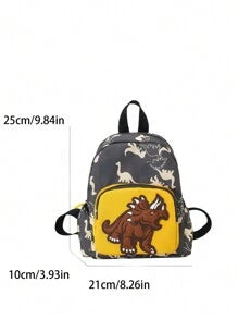 Fashionable Cartoon Dinosaur Pattern Backpack, Cute Print Small School Bag