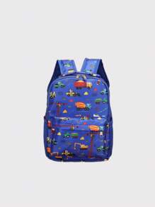 1pc Kids Cartoon Pattern Backpack With Random Printed Design