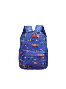 1pc Kids Cartoon Pattern Backpack With Random Printed Design