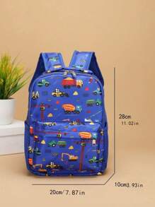 1pc Kids Cartoon Pattern Backpack With Random Printed Design