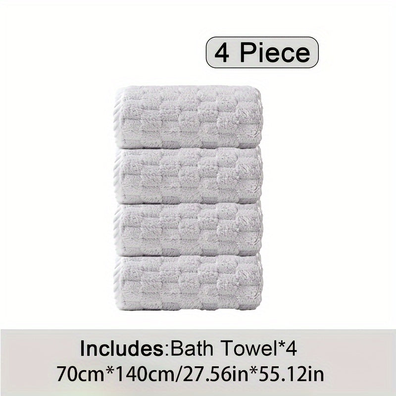 4pcs Luxury Bath Towel Set: Super Soft, Super Absorbent, Quick-Drying Towel, Bringing a Spa-like Experience - Suitable for Fitness, Spa, Sports, and Bathroom Essentials