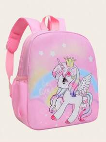 1 Cute Cartoon Style Mini Backpack, Cute Unicorn Design School Bag, Rainbow Color School Bag, Kawaii Cartoon School Bag, Girls Shoulder Bag, School Bag