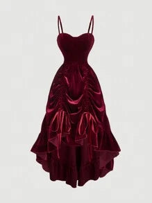 Plus Size Women Burgundy Velvet Long Dresses,Fall Wedding Guest Dress,Homecoming Dresses,Brunch Women Outfit,Renaissance Fair, Dress,, Dress,Bridgerton Style Dress,New Year,Valentine,Birthday Dresses For Women