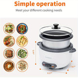3 Cup Mini Rice Cooker - Portable, Non-Stick, Automatic Keep-Warm, White, Great Gift for College Students, Compact, and Easy to Use