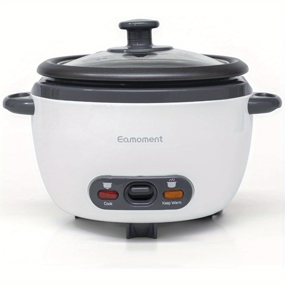 3 Cup Mini Rice Cooker - Portable, Non-Stick, Automatic Keep-Warm, White, Great Gift for College Students, Compact, and Easy to Use