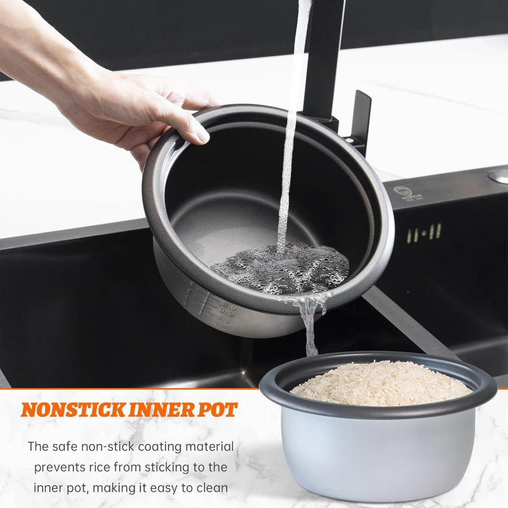 3 Cup Mini Rice Cooker - Portable, Non-Stick, Automatic Keep-Warm, White, Great Gift for College Students, Compact, and Easy to Use