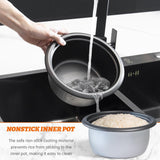 3 Cup Mini Rice Cooker - Portable, Non-Stick, Automatic Keep-Warm, White, Great Gift for College Students, Compact, and Easy to Use