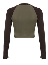 Women Short T-shirt Long Sleeve Crew Neck Star Patchwork Slim Fit Spring Fall Crop Tops Streetwear