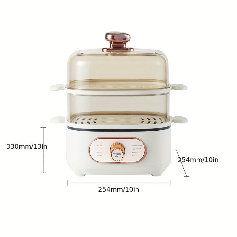 2 in 1 Smart Home Electric Steamer, Multifunctional Electric Hot Pot, 2-Tier 8 Modes 2.77gal Large Capacity Suitable for 3-5 People, Steamer, with Boil Dry Protection 110V 1200W, Breakfast Steamer, Electro-mechanical Cooking