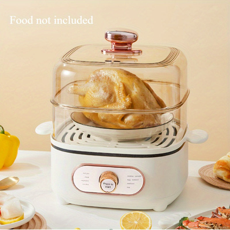 2 in 1 Smart Home Electric Steamer, Multifunctional Electric Hot Pot, 2-Tier 8 Modes 2.77gal Large Capacity Suitable for 3-5 People, Steamer, with Boil Dry Protection 110V 1200W, Breakfast Steamer, Electro-mechanical Cooking