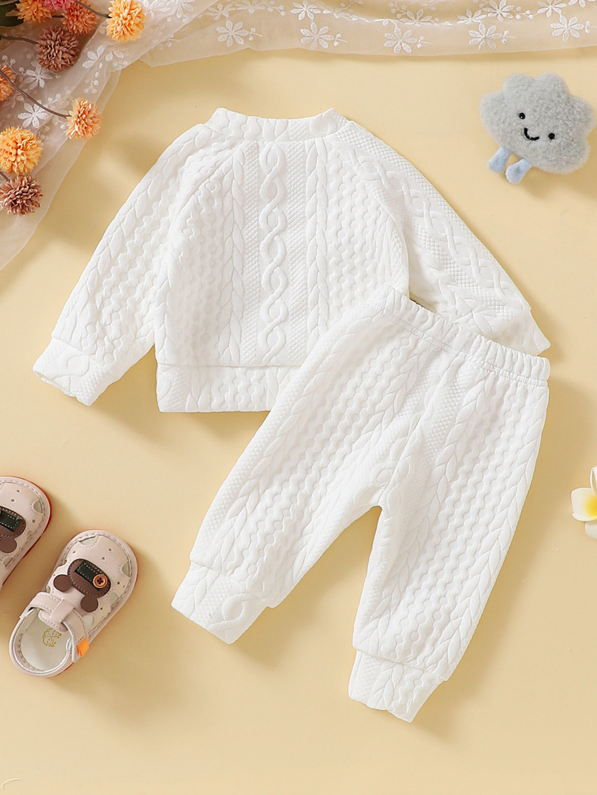 Toddler boy winter clothes long sleeve round neck knitted cotton sweatshirt pants set toddler boys clothes autumn winter clothes
