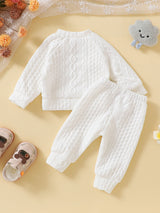 Toddler boy winter clothes long sleeve round neck knitted cotton sweatshirt pants set toddler boys clothes autumn winter clothes