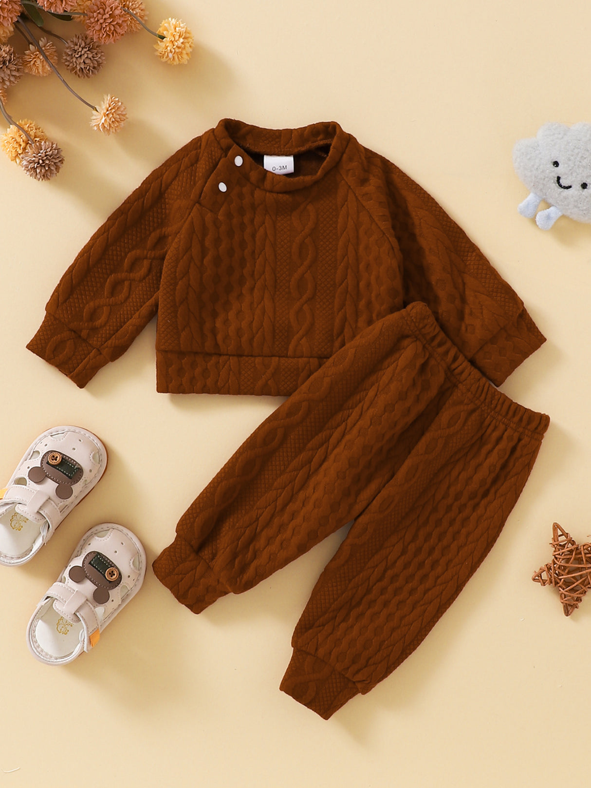 Toddler boy winter clothes long sleeve round neck knitted cotton sweatshirt pants set toddler boys clothes autumn winter clothes